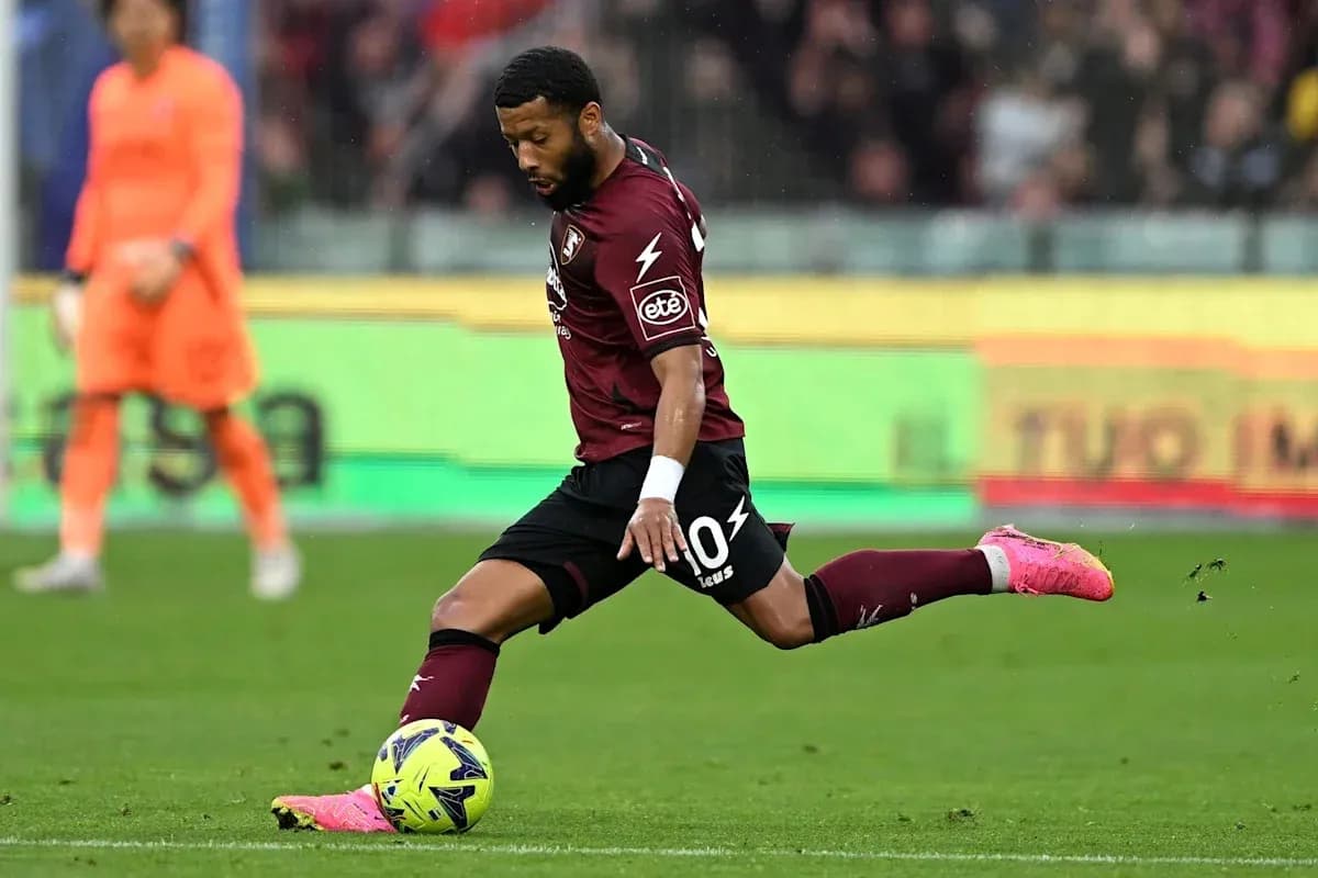 Player kicking ball during a match