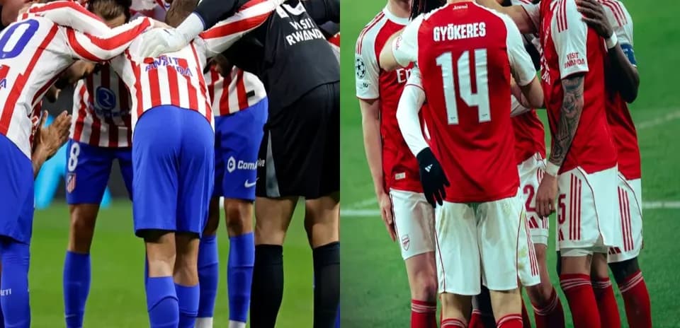 Atletico Madrid and Arsenal players celebrating together