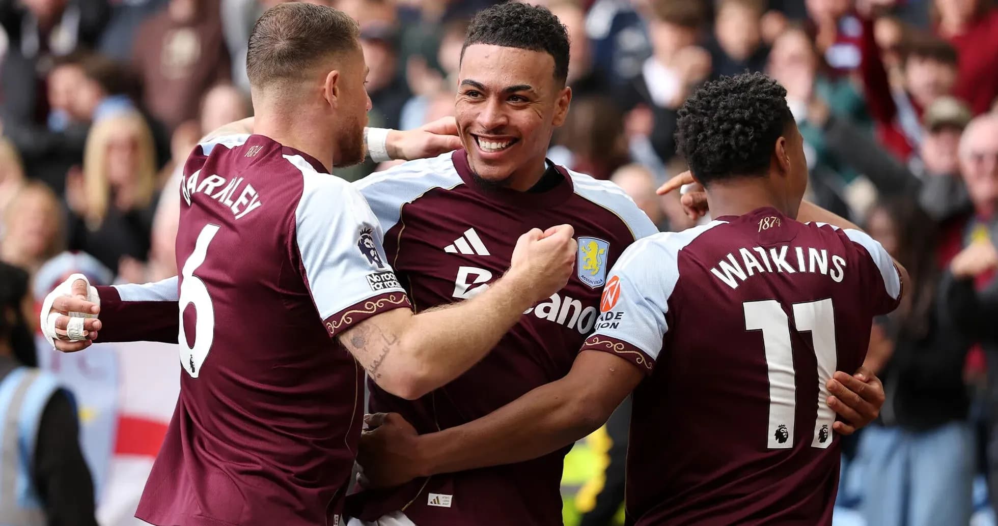 Aston Villa players celebrating a goal