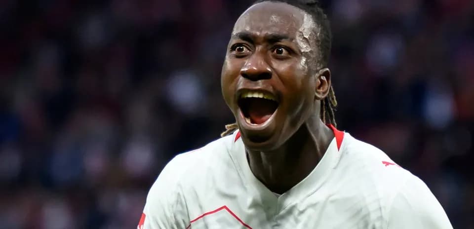 Player celebrating after scoring a goal during match