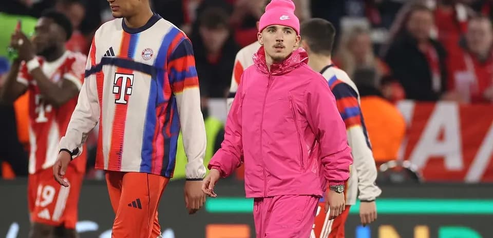 Players walking off the field in colorful outfits