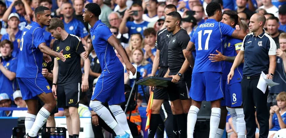 Substitutions taking place during football match