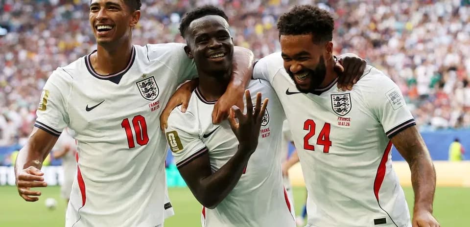 England players celebrating during World Cup match