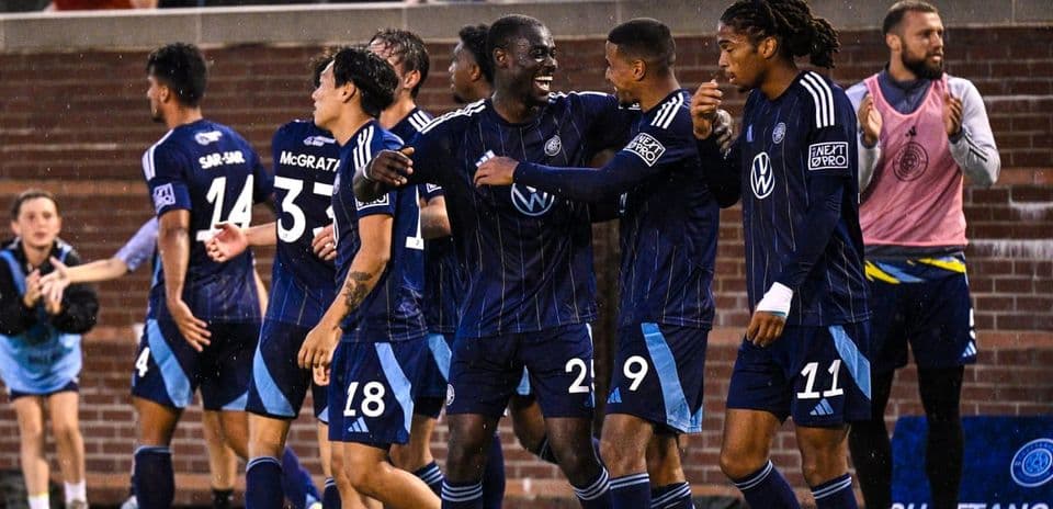 Philadelphia Union II players celebrating a goal