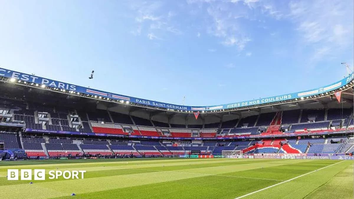 Empty stadium of Paris Saint-Germain before match