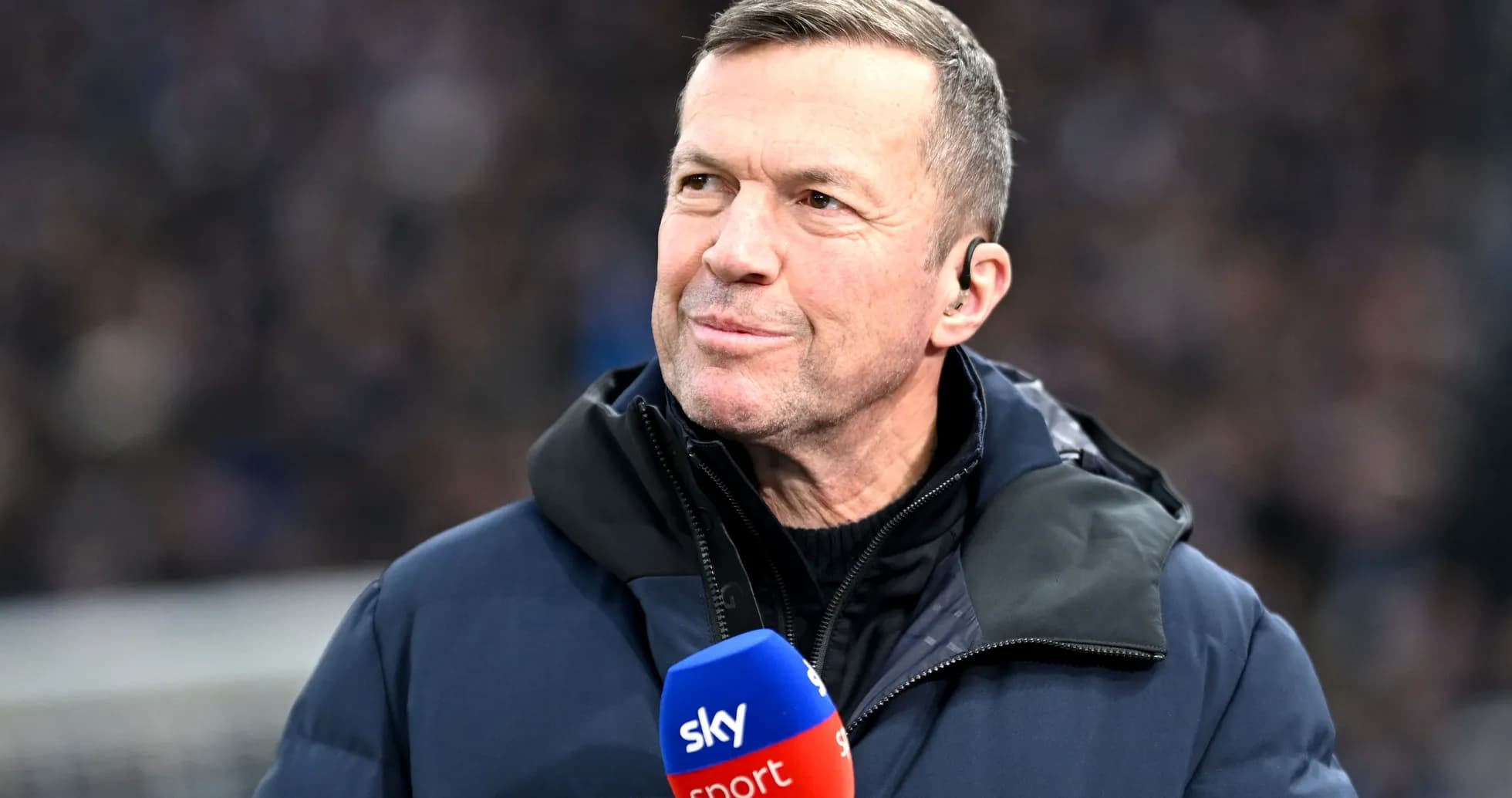 Sports analyst speaking during live broadcast