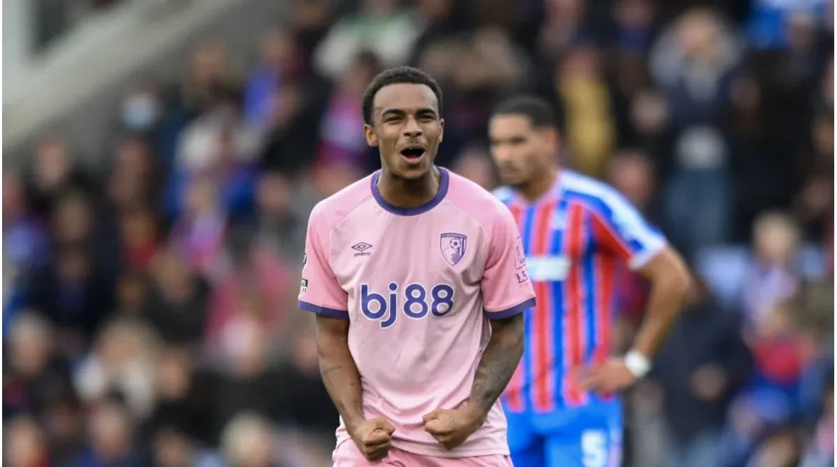 Bournemouth player celebrating during match at stadium