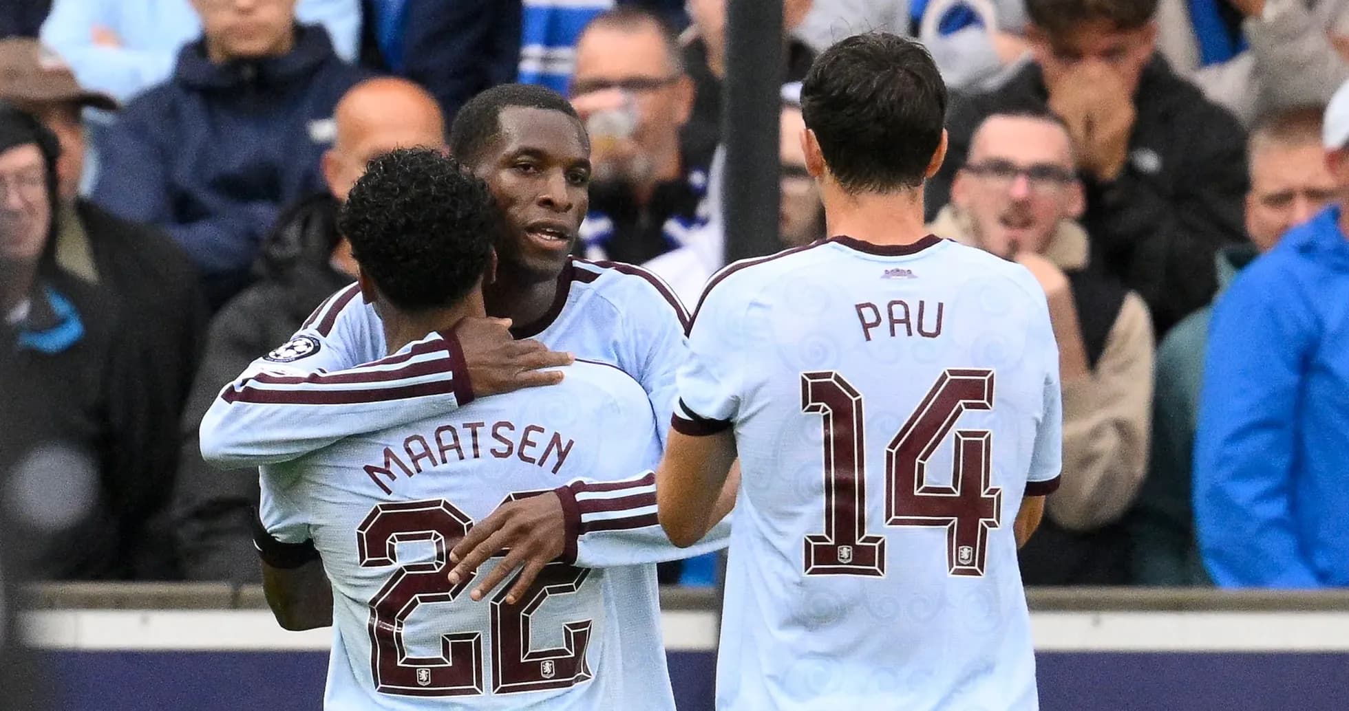 Players celebrating a goal during the match