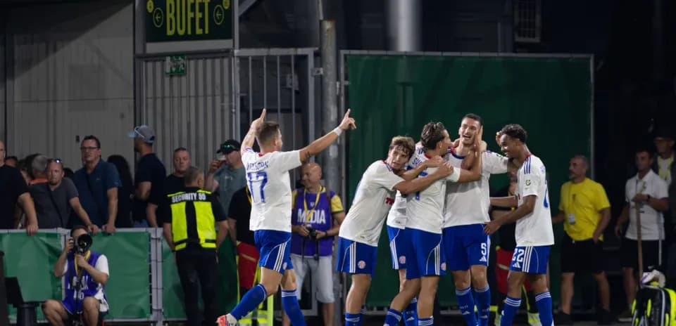 HNK Hajduk Split players celebrating a goal