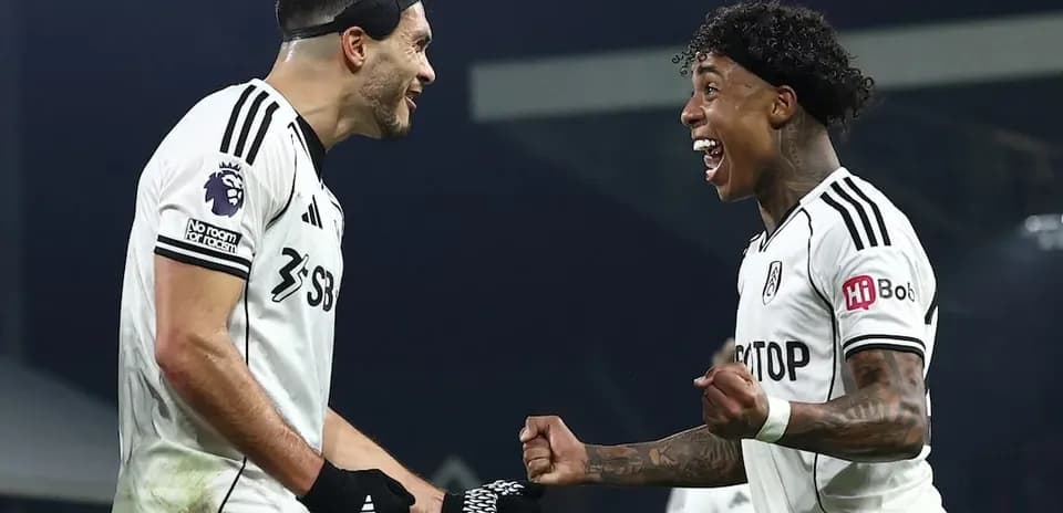 Fulham players celebrating a goal during match