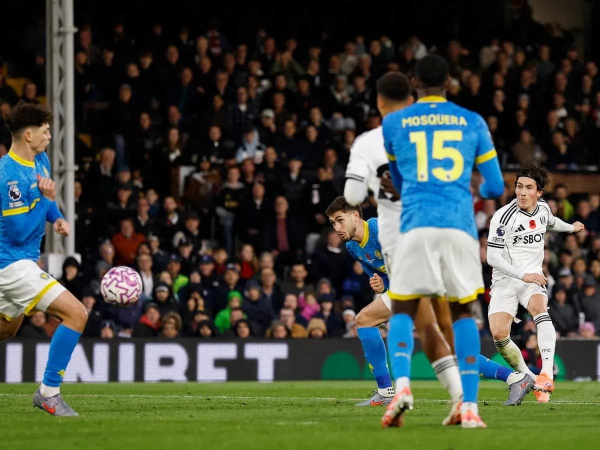 Fulham player shooting during Wolves match