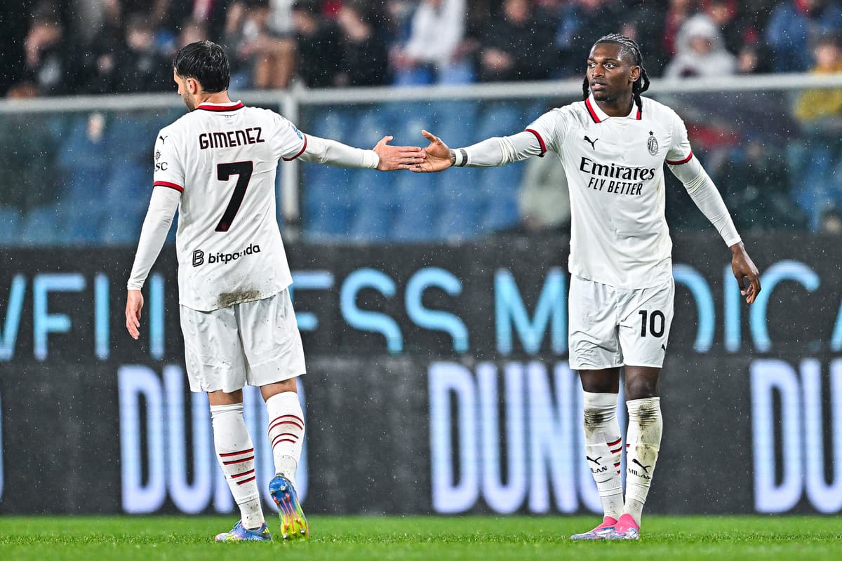 Genoa vs AC Milan players exchanging gestures