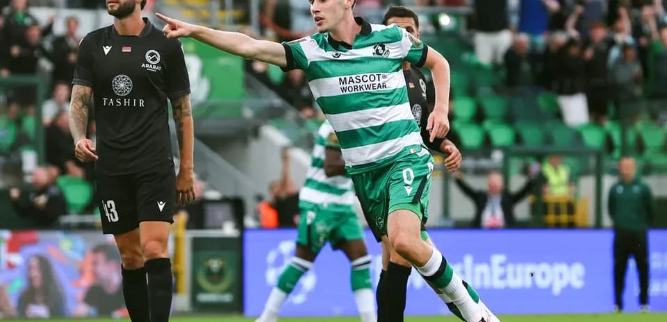 Shamrock Rovers player celebrating during match
