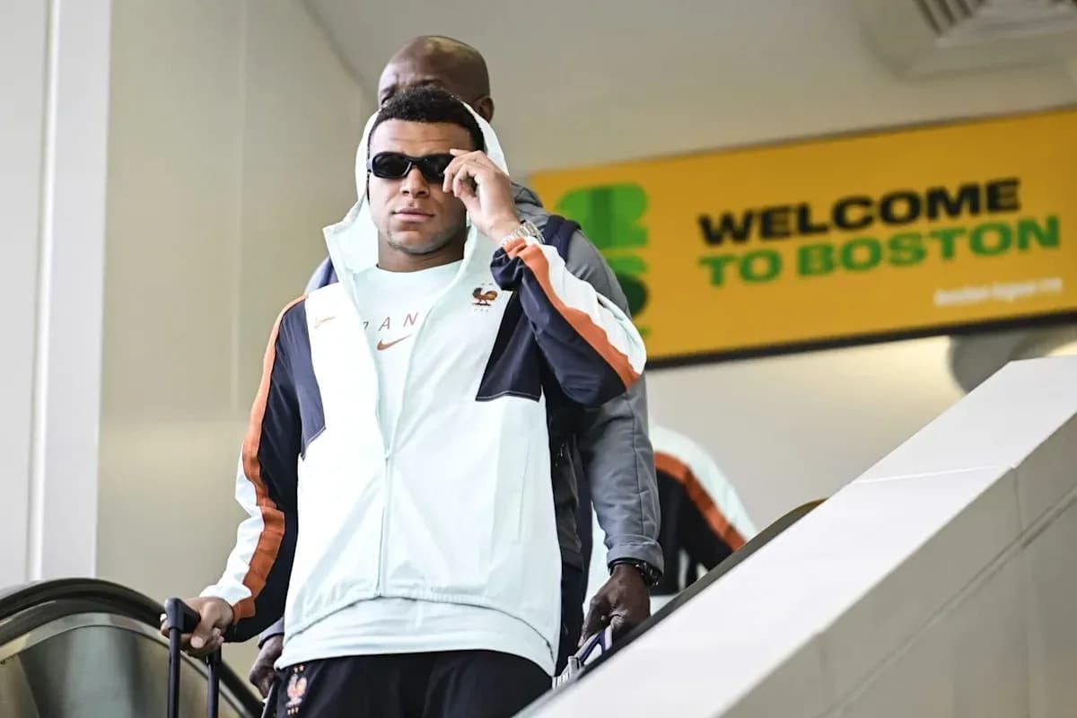 Player arriving at Boston airport with luggage