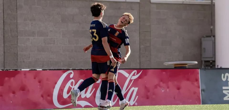 Players celebrating during Real Monarchs match