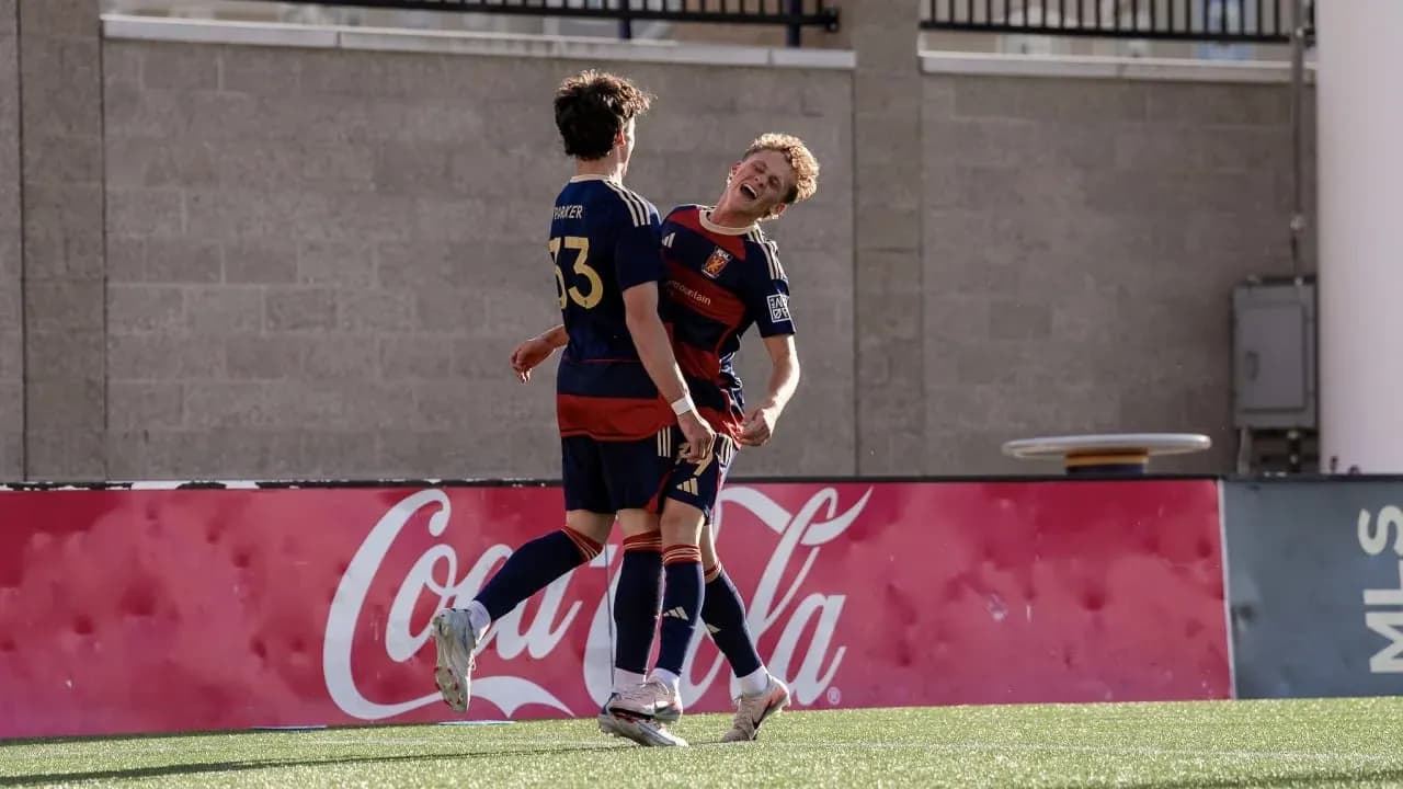 Players celebrating during Real Monarchs match