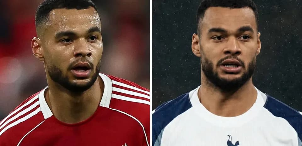 Two players in football kits from different teams