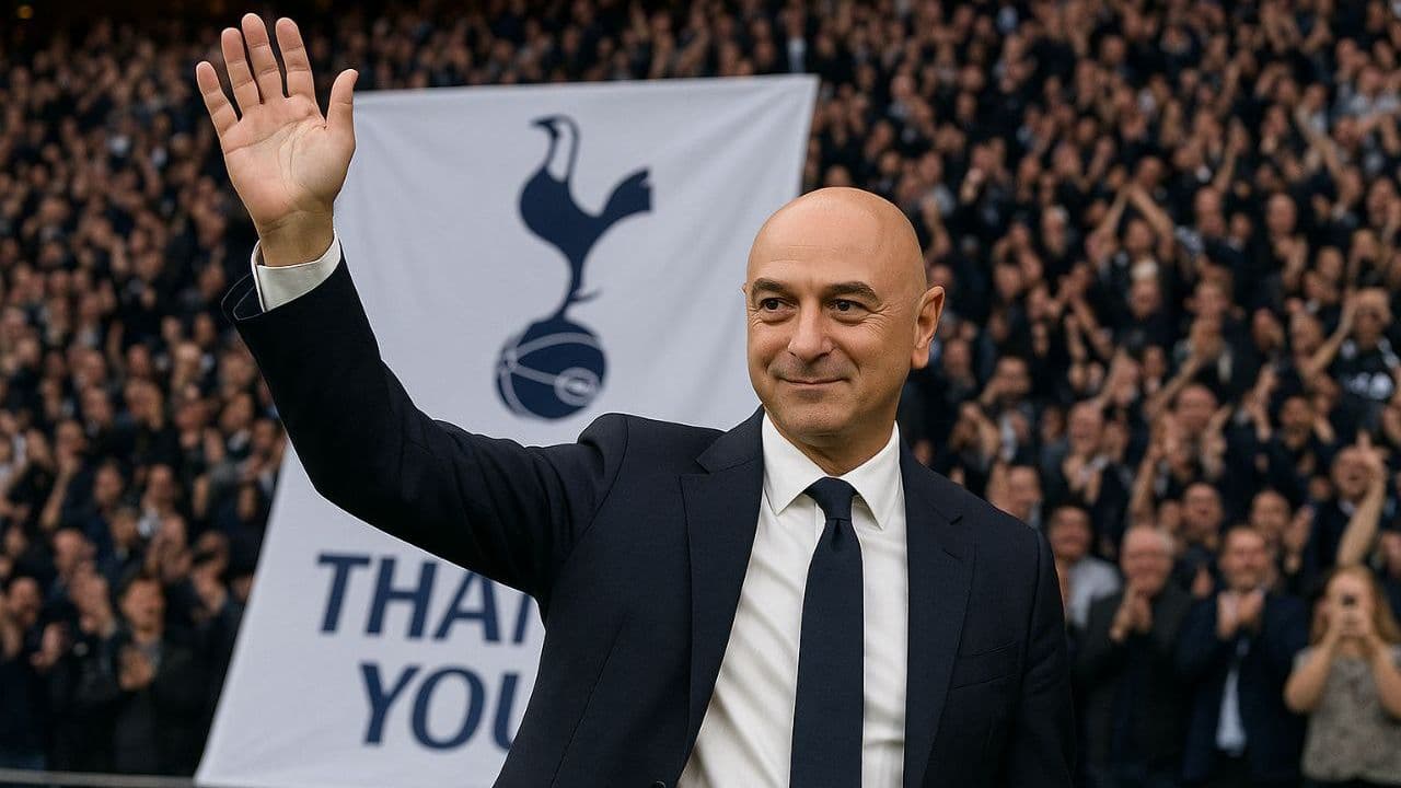 Man waving in front of cheering crowd at stadium