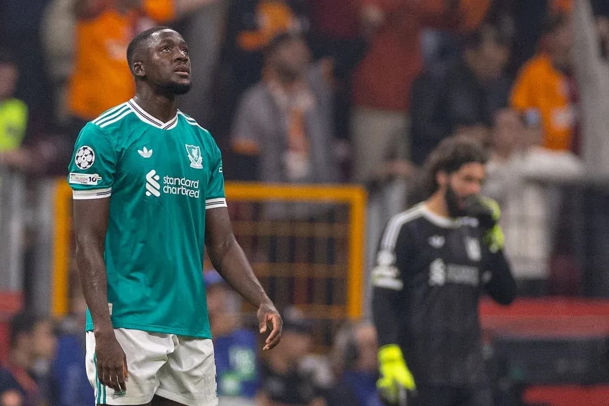 Liverpool player reacts during UEFA Champions League match