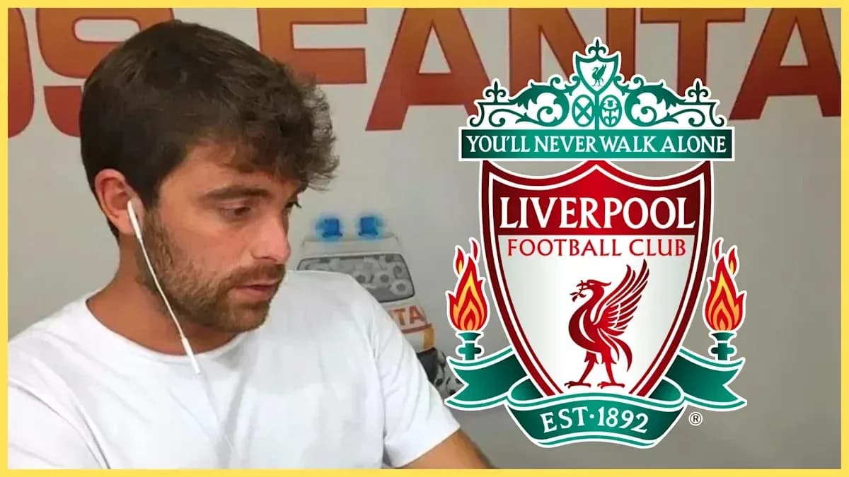 Person with earphones and Liverpool FC logo