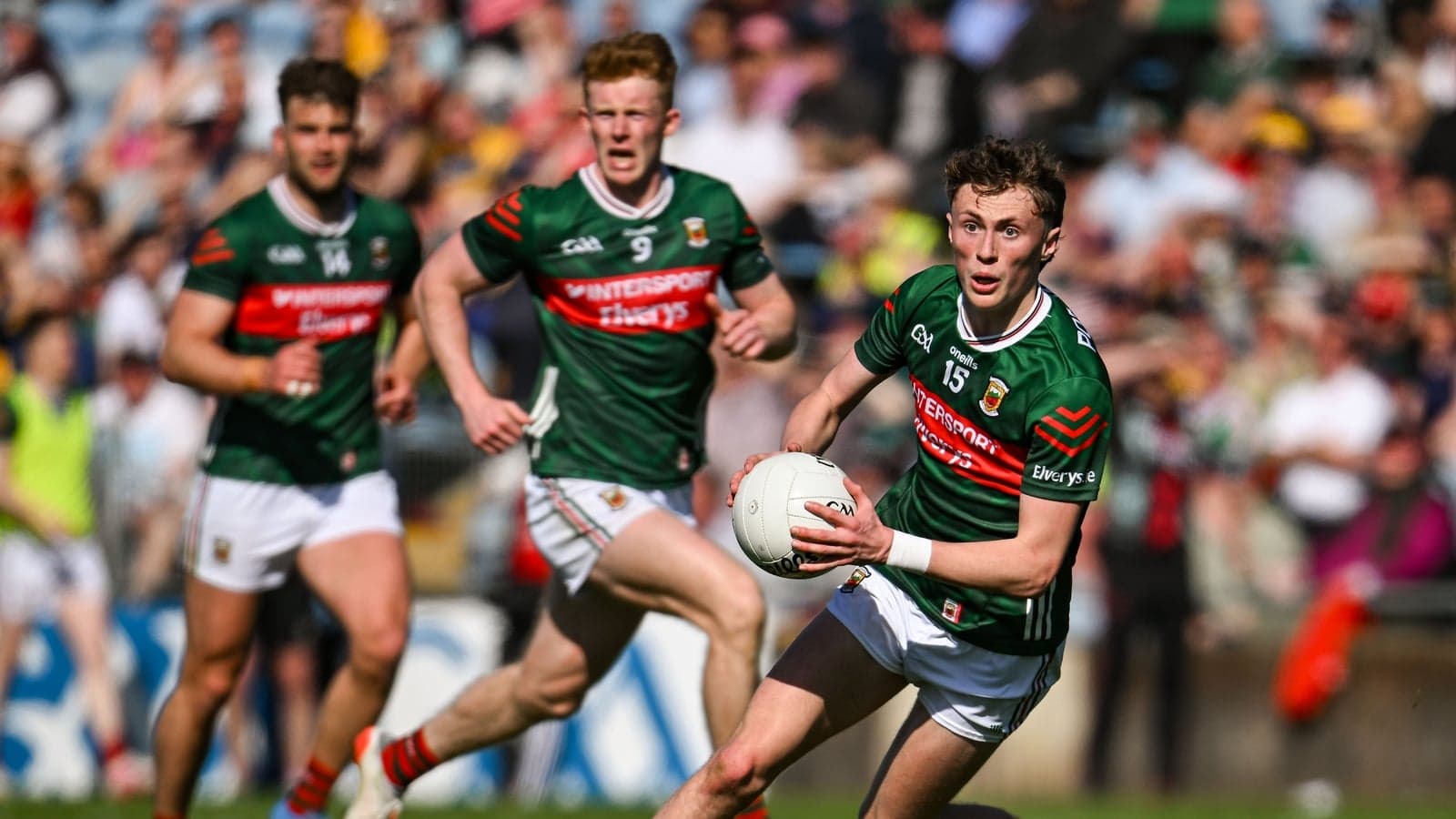 Mayo players in green jerseys during a match