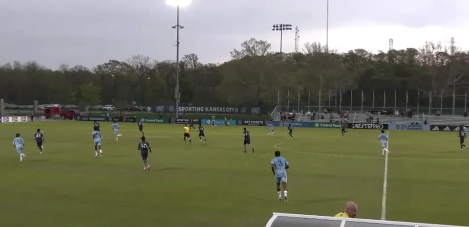 Players competing during Sporting KC II match