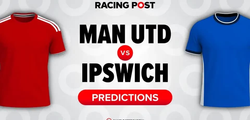 Red and blue jerseys representing Manchester United and Ipswich