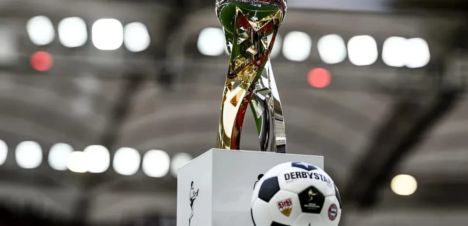 Franz Beckenbauer Supercup trophy and ball on display