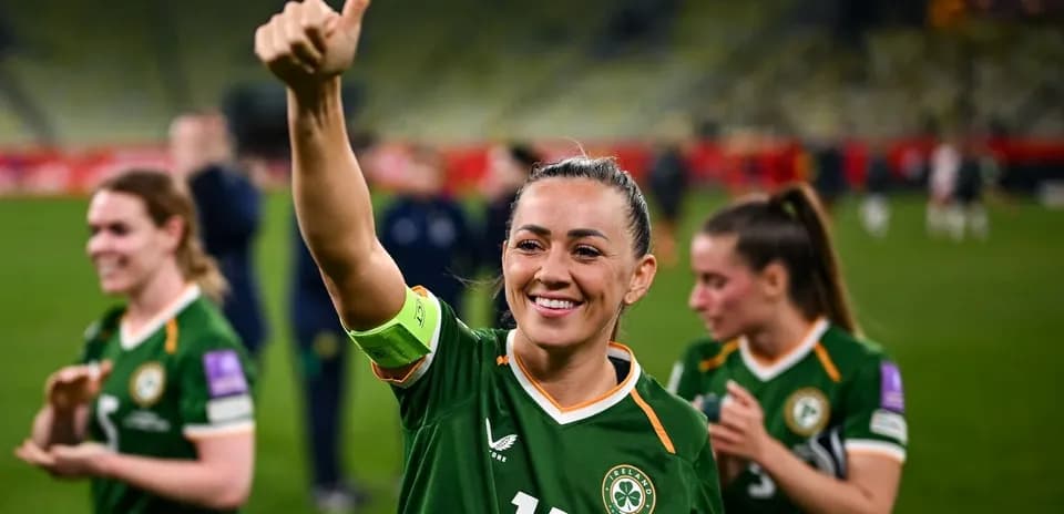 Player celebrating with teammates after the match