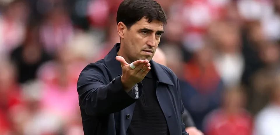 Coach gesturing during a football match on field