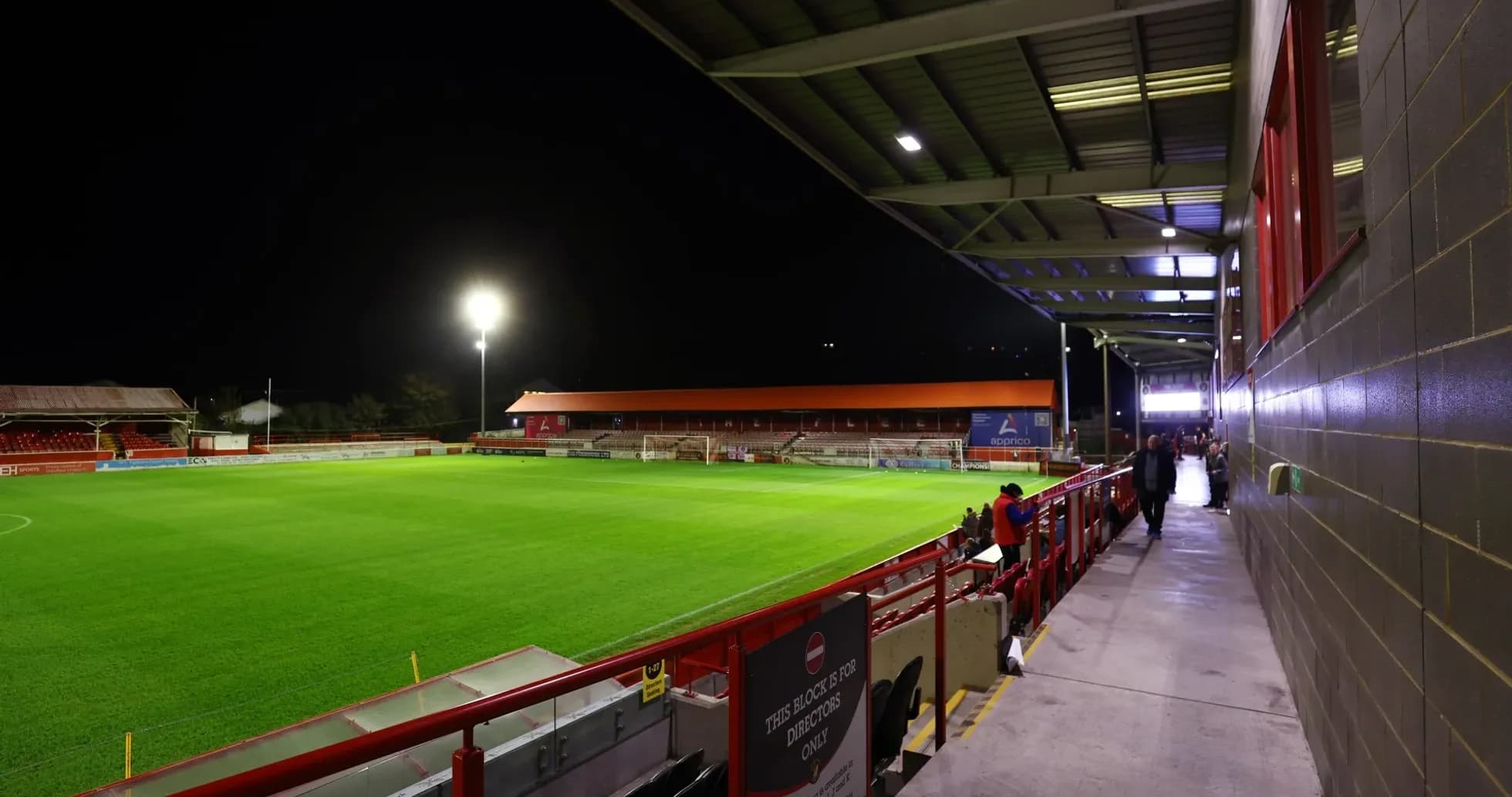 View of a football stadium at night