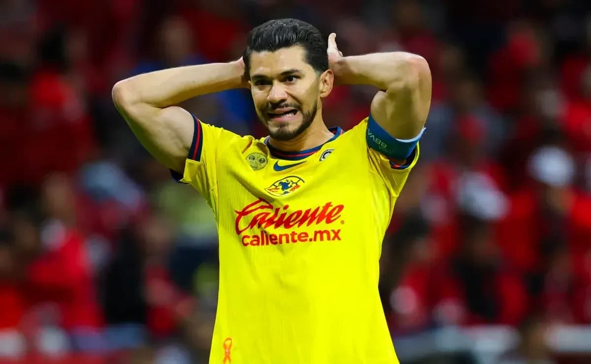 Club America player reacting during Liga MX match