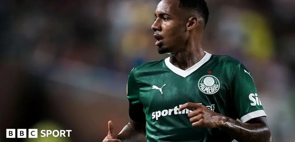 Player wearing Palmeiras jersey during match action