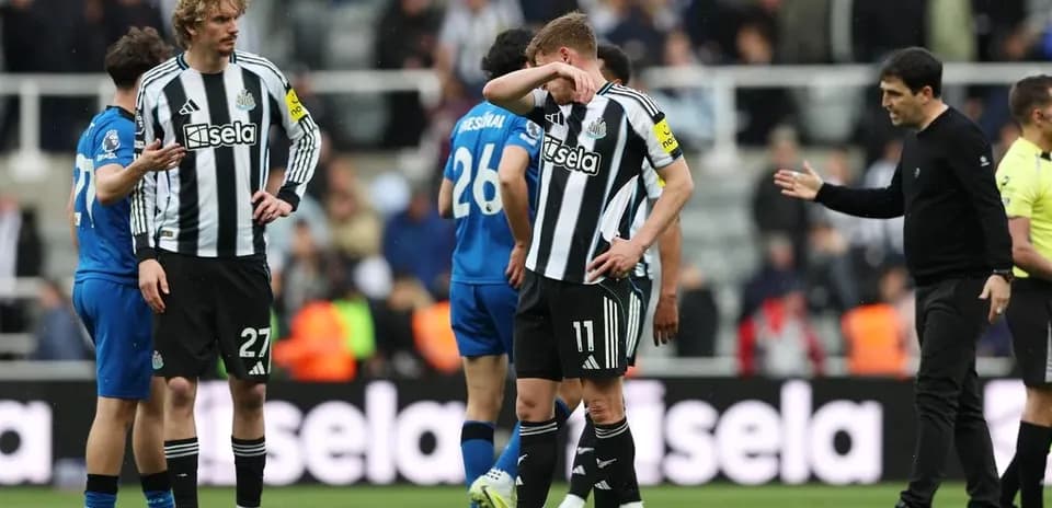 Newcastle players reacting after a match