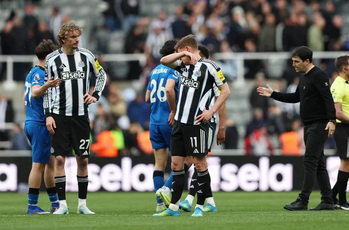 Newcastle players reacting after a match