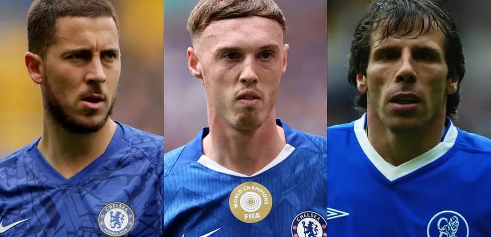 Three Chelsea players in blue kits during match
