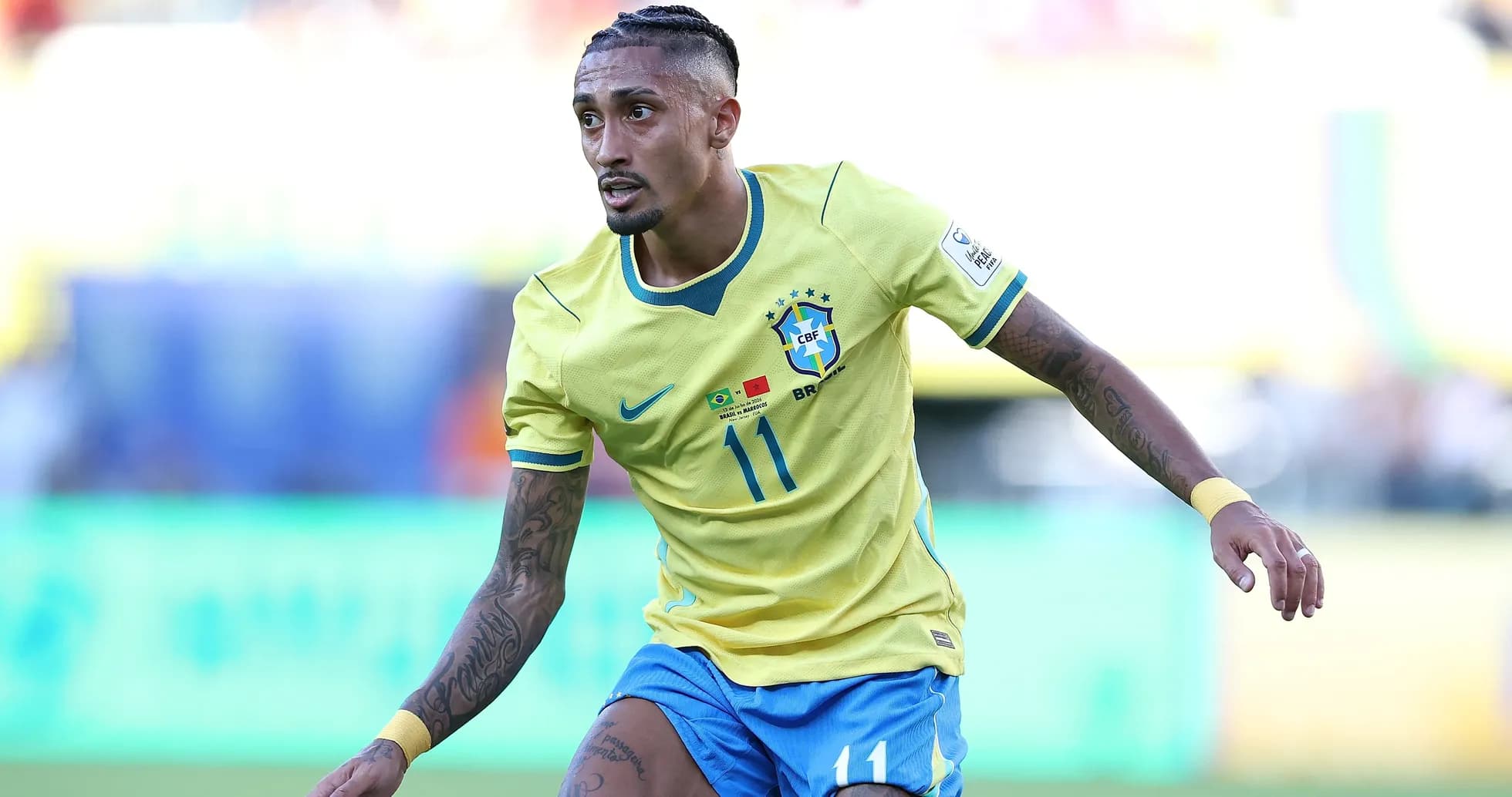 Brazilian player in yellow jersey during match