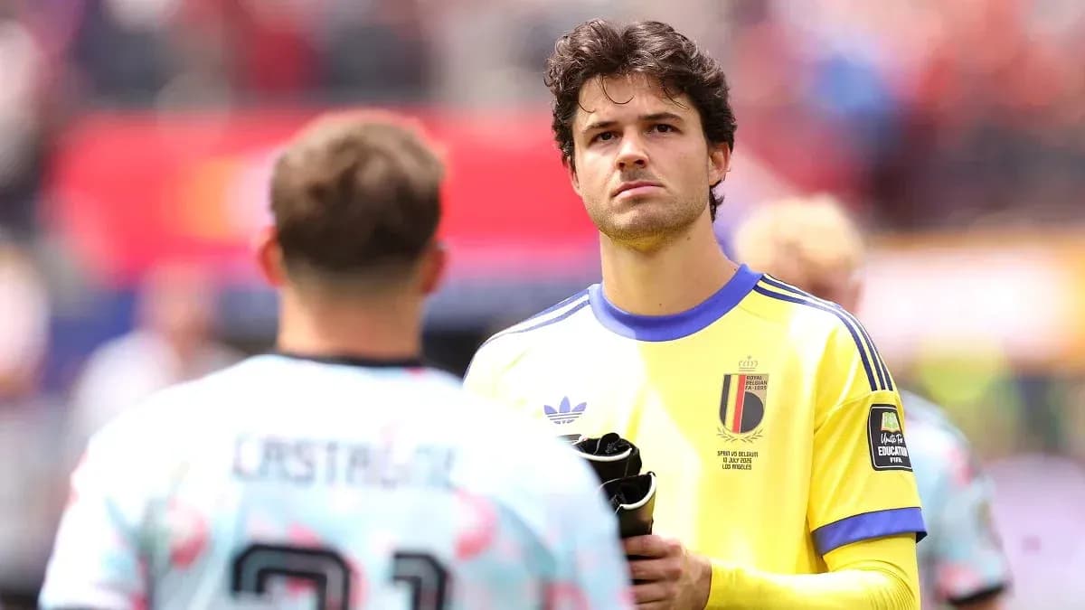 Goalkeeper in yellow kit during match warm-up