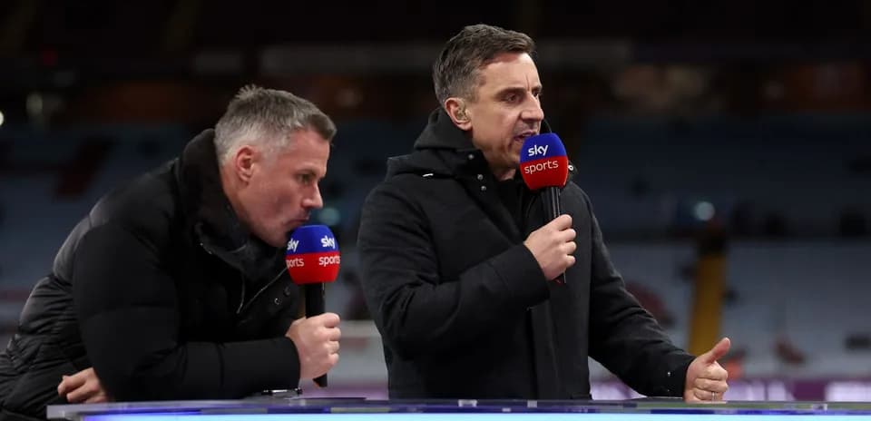Two commentators discussing on Sky Sports set