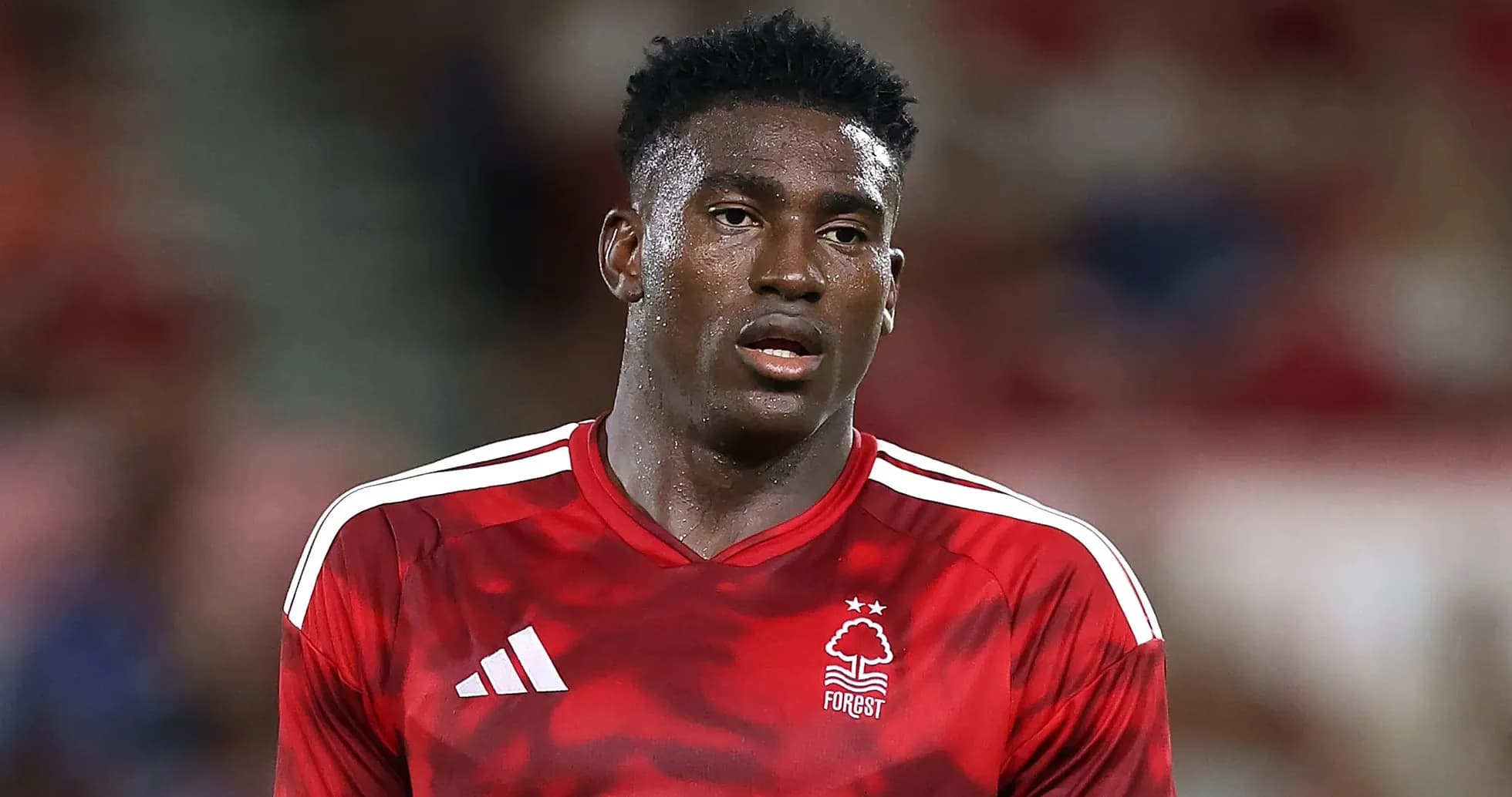 Player wearing Nottingham Forest jersey during match