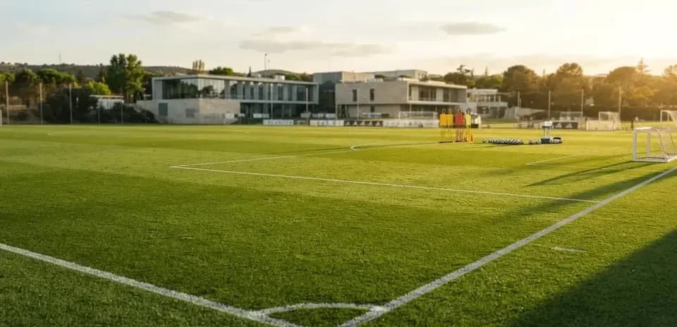 Training pitch with cones and balls set up
