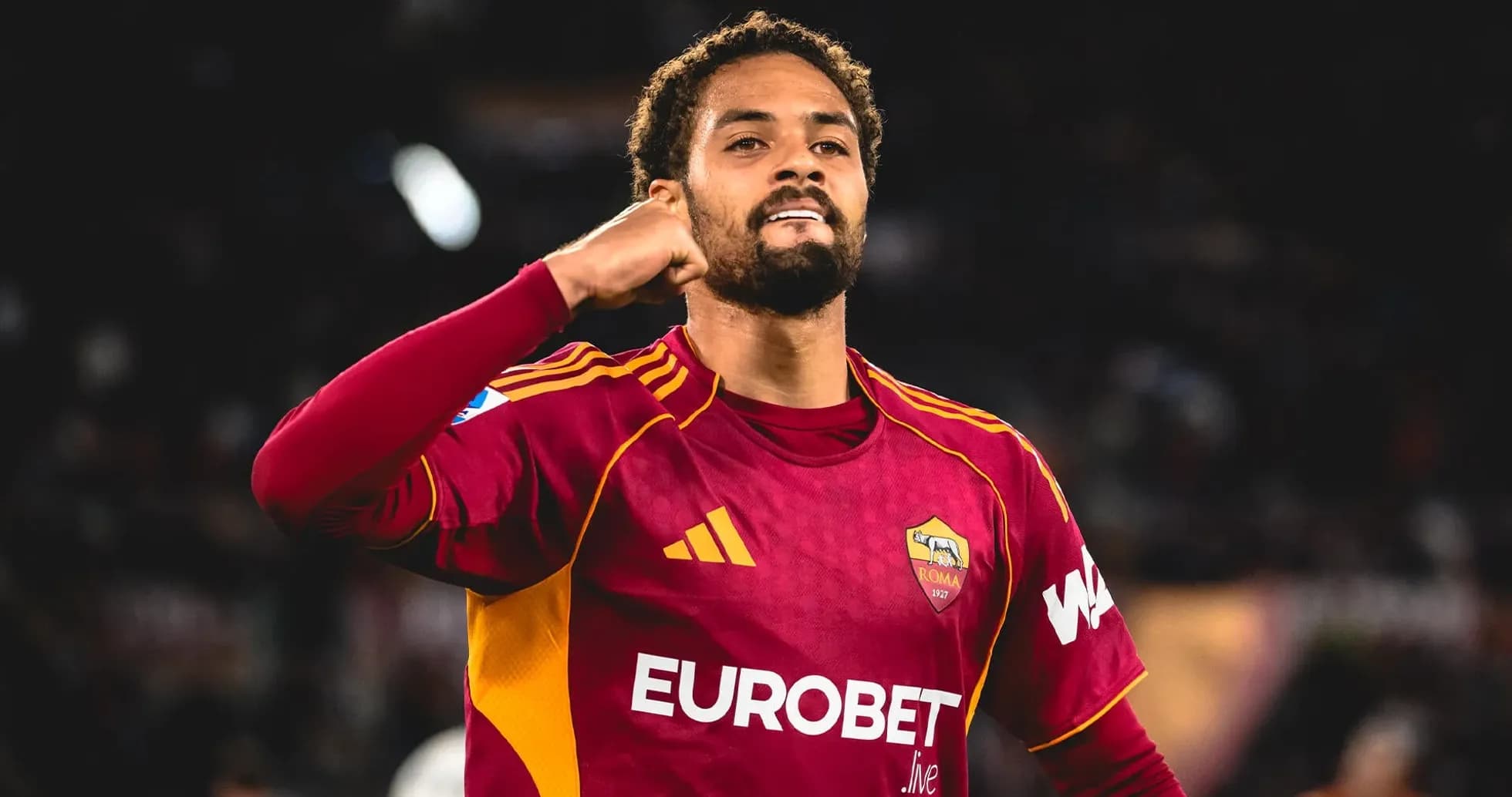 Player celebrating goal for AS Roma