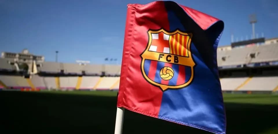 FC Barcelona flag in stadium before match