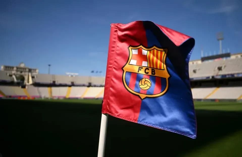 FC Barcelona flag in stadium before match