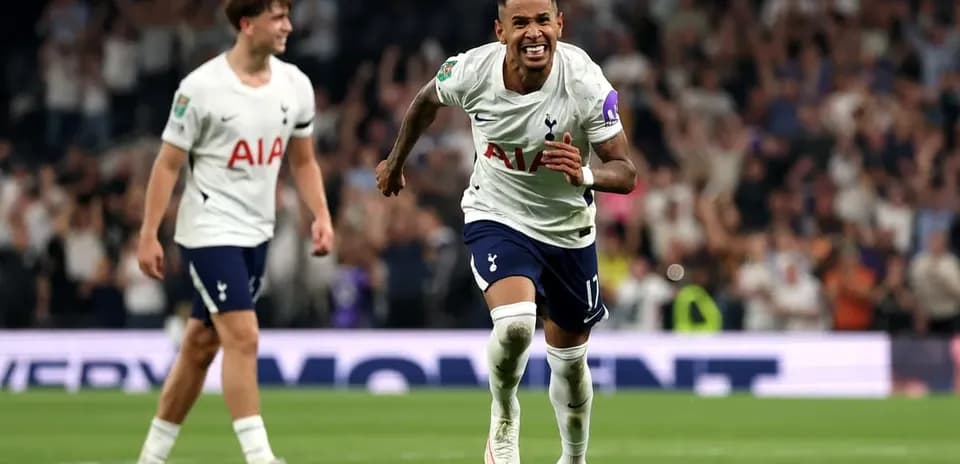 Tottenham players celebrating a goal during match