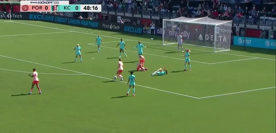 Kansas City and Portland Thorns players in action