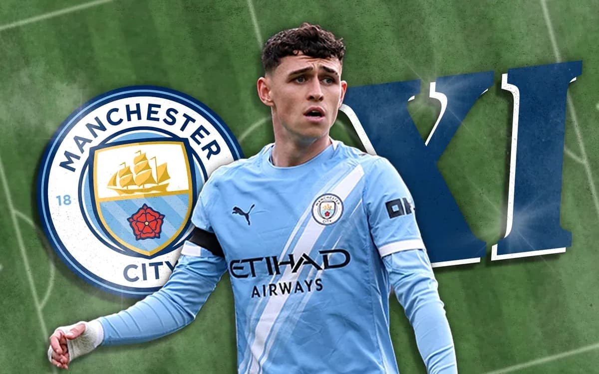 Phil Foden in Manchester City kit on field