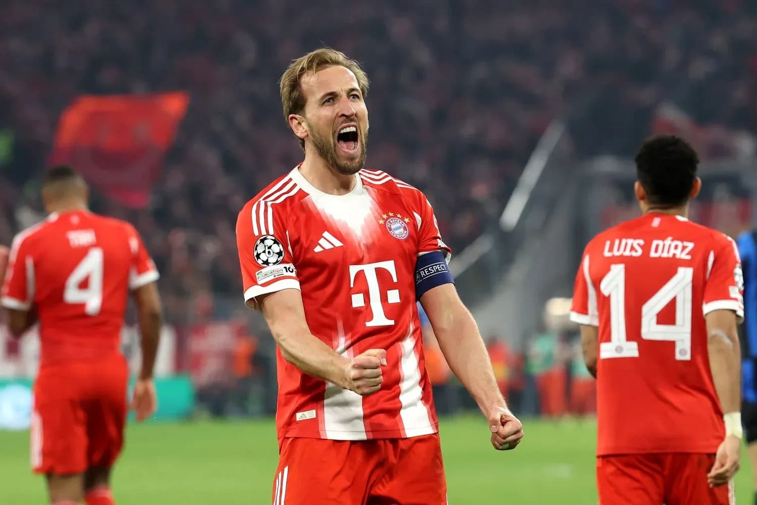 Bayern player celebrating during UEFA Champions League match