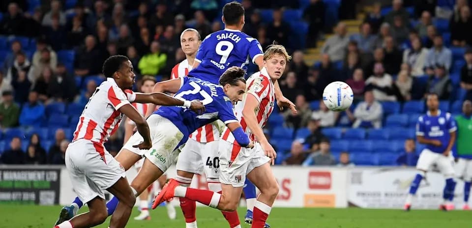 Player jumping for the ball during a match
