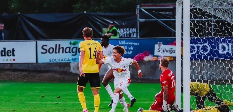 Player celebrating a goal during match